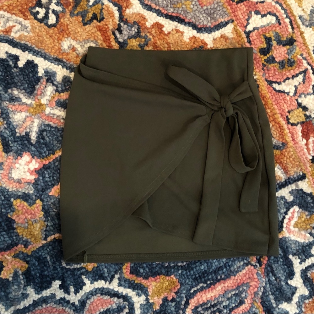 Boohoo Petite Tie Waist Wrap Mini Skirt